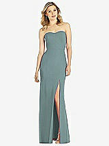 Front View Thumbnail - Icelandic Strapless Chiffon Trumpet Gown with Front Slit