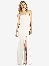 Front View Thumbnail - Ivory Strapless Chiffon Trumpet Gown with Front Slit