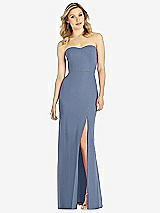Front View Thumbnail - Larkspur Blue Strapless Chiffon Trumpet Gown with Front Slit