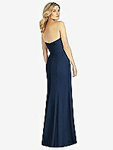 Rear View Thumbnail - Midnight Navy Strapless Chiffon Trumpet Gown with Front Slit