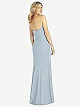Rear View Thumbnail - Mist Strapless Chiffon Trumpet Gown with Front Slit