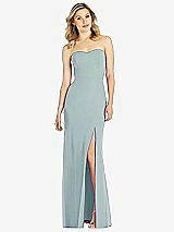 Front View Thumbnail - Morning Sky Strapless Chiffon Trumpet Gown with Front Slit