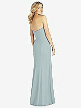 Rear View Thumbnail - Morning Sky Strapless Chiffon Trumpet Gown with Front Slit
