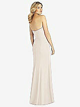 Rear View Thumbnail - Oat Strapless Chiffon Trumpet Gown with Front Slit