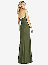 Rear View Thumbnail - Olive Green Strapless Chiffon Trumpet Gown with Front Slit