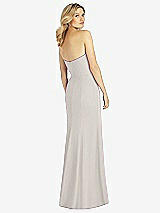 Rear View Thumbnail - Oyster Strapless Chiffon Trumpet Gown with Front Slit