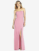 Front View Thumbnail - Peony Pink Strapless Chiffon Trumpet Gown with Front Slit