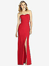 Front View Thumbnail - Parisian Red Strapless Chiffon Trumpet Gown with Front Slit