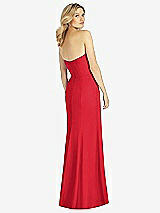 Rear View Thumbnail - Parisian Red Strapless Chiffon Trumpet Gown with Front Slit