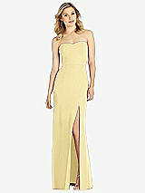 Front View Thumbnail - Pale Yellow Strapless Chiffon Trumpet Gown with Front Slit
