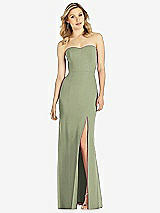 Front View Thumbnail - Sage Strapless Chiffon Trumpet Gown with Front Slit