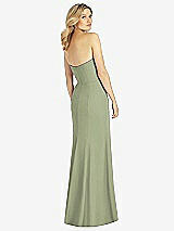Rear View Thumbnail - Sage Strapless Chiffon Trumpet Gown with Front Slit