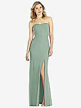 Front View Thumbnail - Seagrass Strapless Chiffon Trumpet Gown with Front Slit