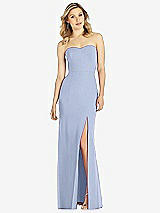 Front View Thumbnail - Sky Blue Strapless Chiffon Trumpet Gown with Front Slit
