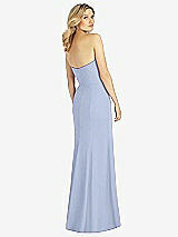 Rear View Thumbnail - Sky Blue Strapless Chiffon Trumpet Gown with Front Slit