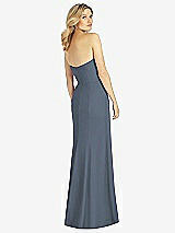 Rear View Thumbnail - Silverstone Strapless Chiffon Trumpet Gown with Front Slit
