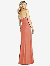 Rear View Thumbnail - Terracotta Copper Strapless Chiffon Trumpet Gown with Front Slit