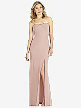 Front View Thumbnail - Toasted Sugar Strapless Chiffon Trumpet Gown with Front Slit