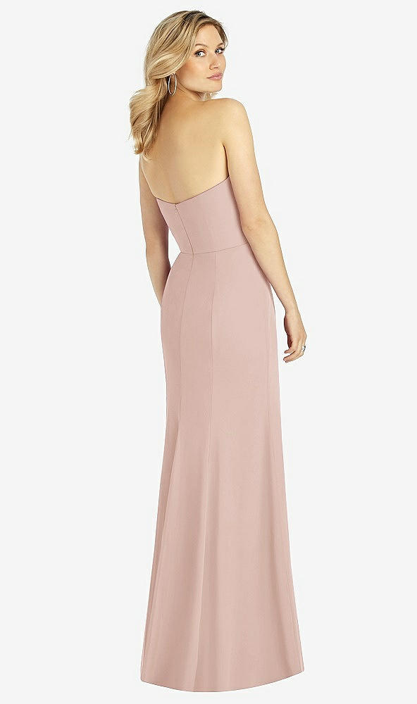 Back View - Toasted Sugar Strapless Chiffon Trumpet Gown with Front Slit