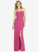 Front View Thumbnail - Tea Rose Strapless Chiffon Trumpet Gown with Front Slit