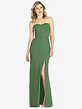 Front View Thumbnail - Vineyard Green Strapless Chiffon Trumpet Gown with Front Slit