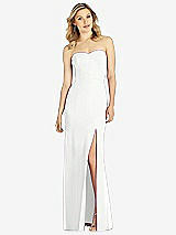 Front View Thumbnail - White Strapless Chiffon Trumpet Gown with Front Slit