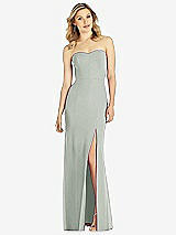 Front View Thumbnail - Willow Green Strapless Chiffon Trumpet Gown with Front Slit