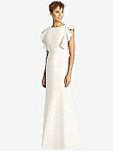 Front View Thumbnail - Ivory Ruffle Cap Sleeve Open-back Trumpet Gown