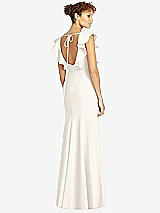 Rear View Thumbnail - Ivory Ruffle Cap Sleeve Open-back Trumpet Gown