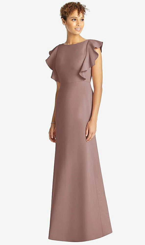 Front View - Sienna Ruffle Cap Sleeve Open-back Trumpet Gown