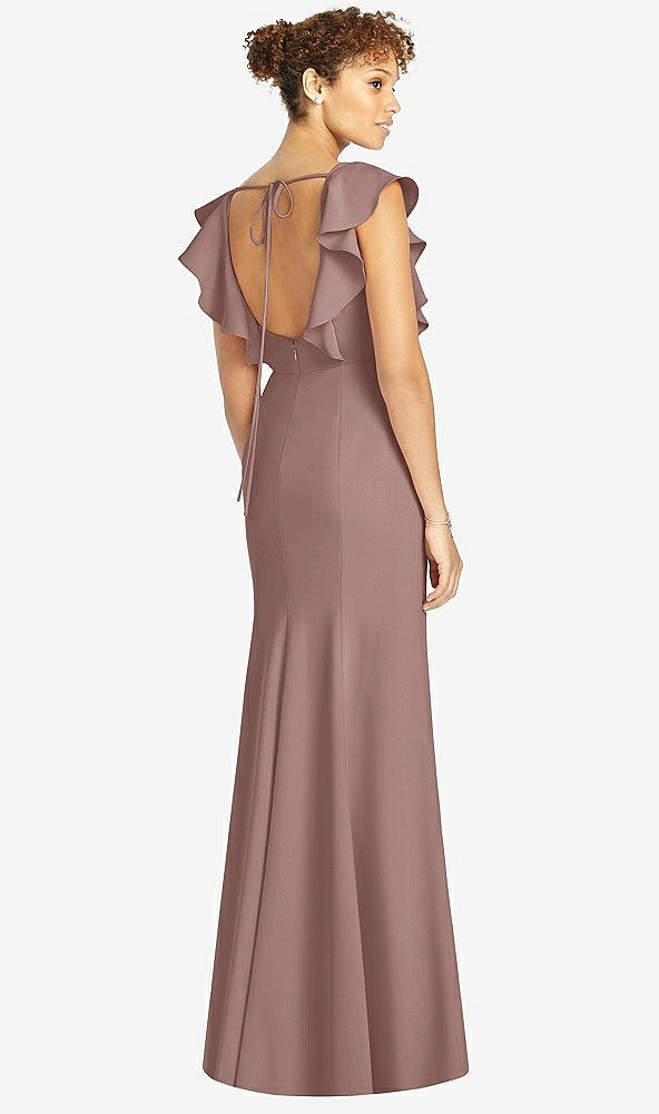 Back View - Sienna Ruffle Cap Sleeve Open-back Trumpet Gown