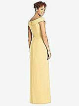 Rear View Thumbnail - Buttercup Cuffed Off-the-Shoulder Faux Wrap Maxi Dress with Front Slit