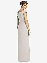 Rear View Thumbnail - Oyster Cuffed Off-the-Shoulder Faux Wrap Maxi Dress with Front Slit