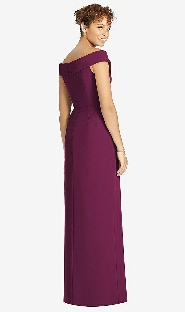 Back View - Ruby Cuffed Off-the-Shoulder Faux Wrap Maxi Dress with Front Slit