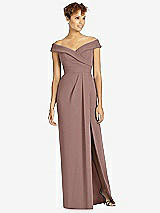 Front View Thumbnail - Sienna Cuffed Off-the-Shoulder Faux Wrap Maxi Dress with Front Slit