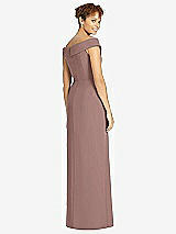 Rear View Thumbnail - Sienna Cuffed Off-the-Shoulder Faux Wrap Maxi Dress with Front Slit