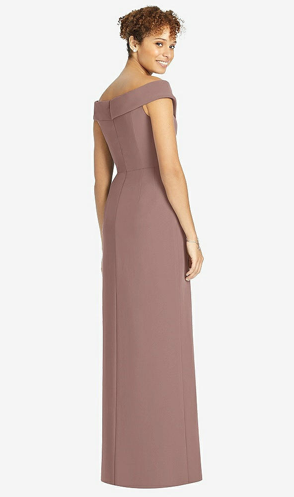 Back View - Sienna Cuffed Off-the-Shoulder Faux Wrap Maxi Dress with Front Slit