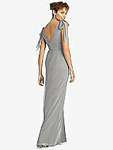 Rear View Thumbnail - Chelsea Gray Bow-Shoulder Sleeveless Deep V-Back Mermaid Dress