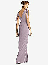 Rear View Thumbnail - Lilac Dusk Bow-Shoulder Sleeveless Deep V-Back Mermaid Dress