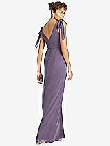 Rear View Thumbnail - Lavender Bow-Shoulder Sleeveless Deep V-Back Mermaid Dress