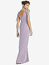 Rear View Thumbnail - Lilac Haze Bow-Shoulder Sleeveless Deep V-Back Mermaid Dress