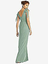 Rear View Thumbnail - Seagrass Bow-Shoulder Sleeveless Deep V-Back Mermaid Dress