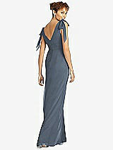 Rear View Thumbnail - Silverstone Bow-Shoulder Sleeveless Deep V-Back Mermaid Dress