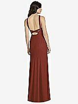 Rear View Thumbnail - Auburn Moon High-Neck Backless Crepe Trumpet Gown
