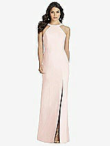 Front View Thumbnail - Blush High-Neck Backless Crepe Trumpet Gown