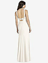 Rear View Thumbnail - Ivory High-Neck Backless Crepe Trumpet Gown