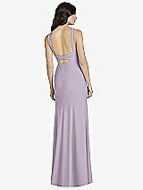 Rear View Thumbnail - Lilac Haze High-Neck Backless Crepe Trumpet Gown