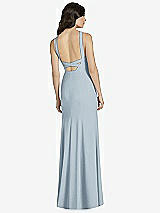 Rear View Thumbnail - Mist High-Neck Backless Crepe Trumpet Gown