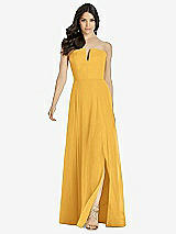 Front View Thumbnail - NYC Yellow Strapless Notch Chiffon Maxi Dress