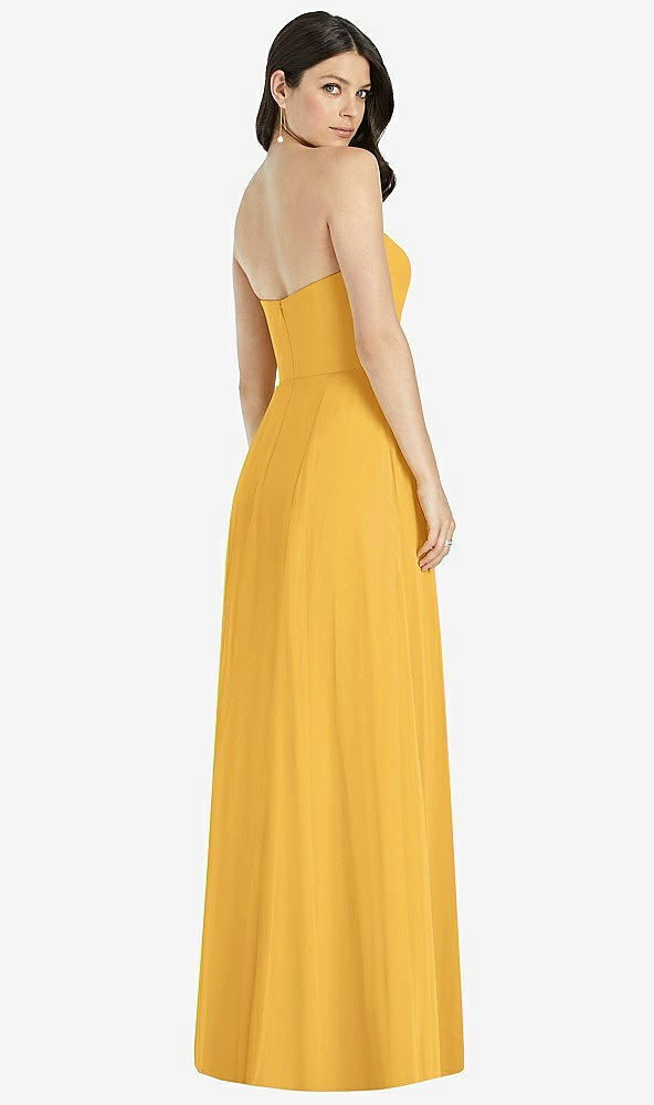 Back View - NYC Yellow Strapless Notch Chiffon Maxi Dress